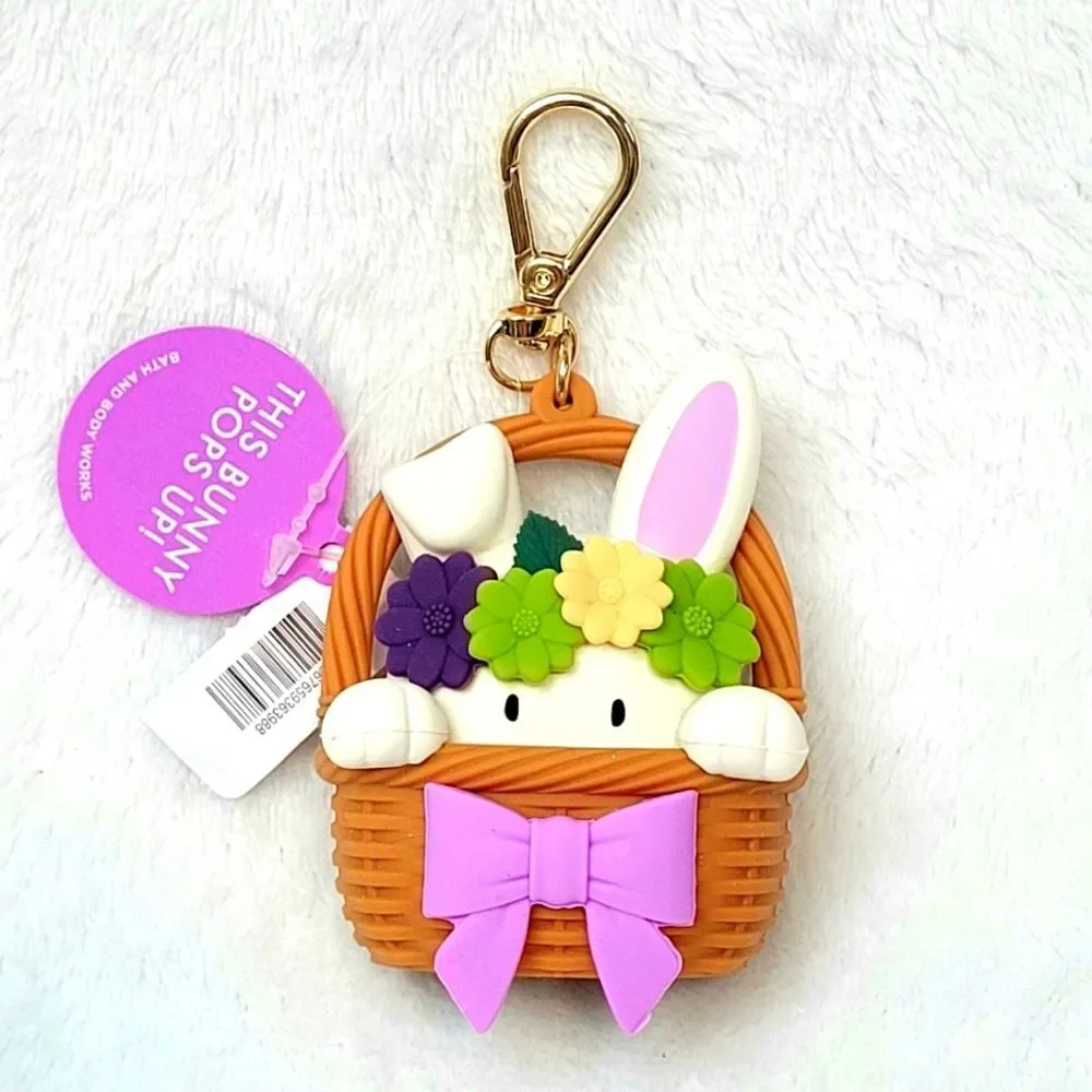 BBW Pop Up Bunny in Easter Basket with Flowers Bow New with Tags Out of Stock